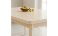 Cream Design White Rectangular Dining Table Solid Wood Legs Home Furniture Easy to Clean for Rental House