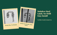 Door Latch, Stainless Steel 90 Degree Right Angle Lock, Privacy Security Bolt for Sliding Barn Door, Bathroom, Bedroom, Easy Installation