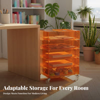 Rotating Tiered Cabinet Space-Saving Design Narrow Rolling Cart Multi-Purpose