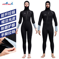 新款3MM连体保暖潜水服男长袖加厚连帽潜水衣女浮潜冲浪游泳湿衣