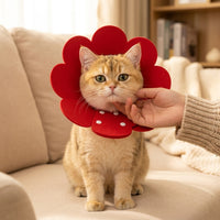 Soft Pet Neck Recovery, Solid Felt Material Flower Design for Post-Surgery Pet Care, Adjustable Anti Bite Lick Secure Guard