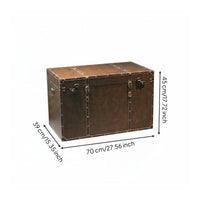 Vintage Suitcase Trunk Lockable Clasp Vintage Storage Trunk Leather-Like Finish Metal Corner Trim