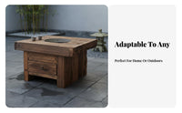 Earthy Simplicity Design Floor Table Multi-Functional Rustic Wooden Tea Table Hand Polished Household Furniture for Homeowners, Adults, Garden, Patio