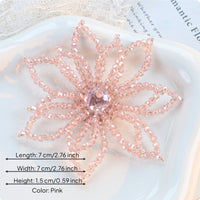 Intricate Design Crystal Flower Embellishment Korean Design Beaded Snowflake Applique Handmade Sew-on Crystal Flower Elegant for Jewelry Makers, Clothing Decoration, Hair Accessories