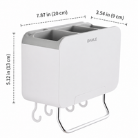 Wall Mount Kitchen Utensil Holder with Knife Slot, Large Utensil Organiser, Automatic Drying Storage, Dustproof Polymer Rack