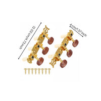 2 Pieces Long-Lasting Classical Guitar Machine Head Solid Metal Build Gold Guitar Tuner