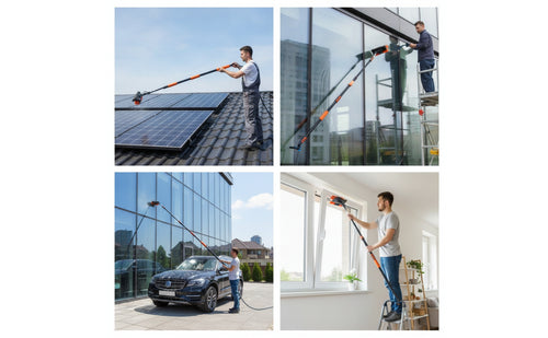 3-in-1 Solar Panel Cleaning Brush Telescoping Water Fed Pole Brush Extendable Cleaner No Ladders for Homeowners