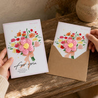 Creative Yarn Flower Greeting Cards for Birthdays, Valentine's Day, Teacher's Day, and More