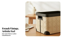 Toile style Jouy Print Container Waterresistant Lining Laundry Hamper for Living Room