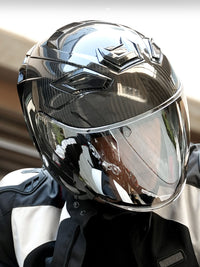 AR Carbon Fiber Half Helmet for Men and Women, Dual Lens, Lightweight Half-Coverage Motorcycle Three-Quarter Helmet for All Seasons