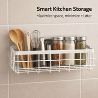 Storage Baskets for Shelves with Iron Wire Metal Frame for Kitchen Wall Hanging and Desktop Organizer, Minimalist Design Style