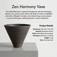 Wabi-Sabi Ceramic Vase, Handmade Rustic Texture