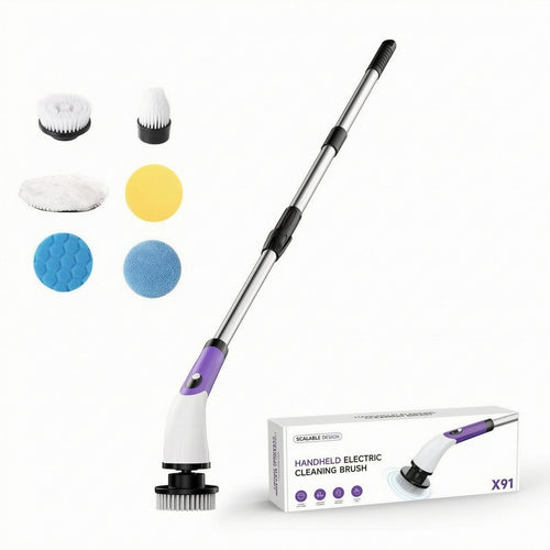 Electric Cleaning Brush Waterproof Shower Scrubber Adjustable Handle
