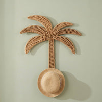 Rattan Palm Wall Rack Handmade Palm Tree Wall Hook Decorative Home Decor for Entryway, Hallway, Bedroom