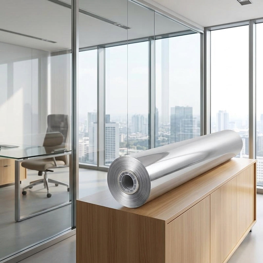 Window Film Privacy for Home Office in Deep Gray, Solid Color Window Tint Film Home, Wide 90cm Window Frosting Film, Modern Privacy Film Roll