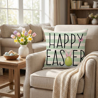 Easter Bunny Pillow Cover Decorative Spring Linen Throw Pillow Cover Easter Home Decoration Zipper Pillowcase Holiday Decor