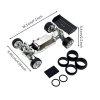 1/24 Scale RC Mini Racer Chassis Carbon Fiber Wing Metal Upgrade Chassis Frame Wear Resistant Remote Control Car Frame Kit  for WLtoys