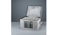 Wine Glass Storage Box Dustproof Foldable Stemware Case Reinforced Handles