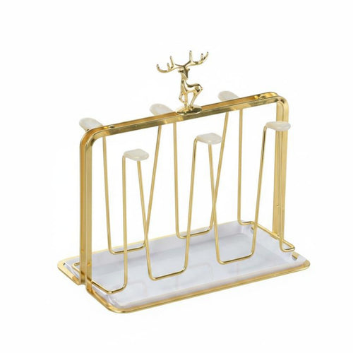 Cup Holder Rack with Tray Cushioning Sleeves Deer Cup Holder Rack Anti Slip Home Organizer