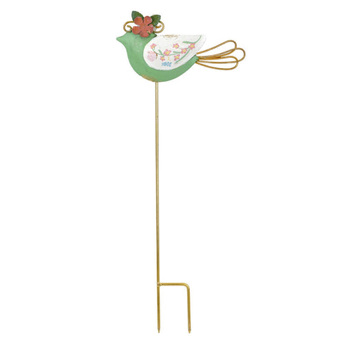 Artisanal Decorative Bird Stake Floral Accent Bird Stake Ornament for Planter