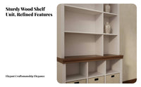 Traditional design Multi-Section Hutch with Glass Doors particle-resistantparticle-resistantresistant Design bookshelf versatile Combination bookshelf Unit Large Capacity for Book Lovers, Collectors, Homeowners, Living Room, Home Office
