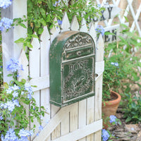 Green Wrought Iron Letterbox Waterproof Vintage Design Post Box Rustic Metal Post Box Easy to Install for Garden, House Exterior