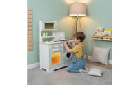 Play Fridge Cooktop Sink Set Realistic Simulation Sound and Illuminated Kitchenette Toy Multi-Functional Wooden Toy Kitchen