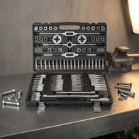 110 Pieces Organized Tap and Die Set with Storage Case Ergonomic Tap and Die Set with Wrenches Portable Threading Tool Kit Complete for Machinists, Mechanics, Workshop, Machine Repair