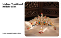 Ancient Design Hair Crown and Hairpin Set Gold-Plated Chinese Bridal Headdress Set Traditional Chinese Attire Tassel Hair