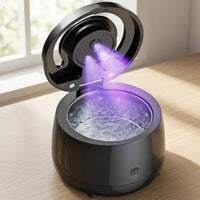 Vibrational Cleaner with Compact Vibrational Retainer Cleaner Portable Retainer Cleaning Case for Washroom Countertop, Travel