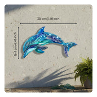 Metal Dolphin Wall Art Vivid Colors Metal Dolphin Art Indoor Outdoor Use
