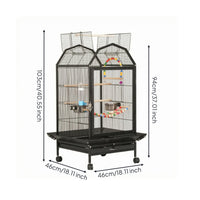 Wheeled Bird Enclosure Caster Wheels Metal Bird Enclosure Peaked Roof for Home