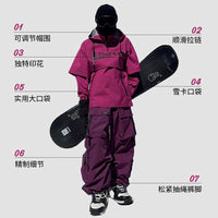 美式加绒加厚滑雪套装男女防风防水单双板滑雪服户外全套时尚雪衣