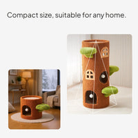 Enclosed Cat Condo Cat Tree with Scratching Board