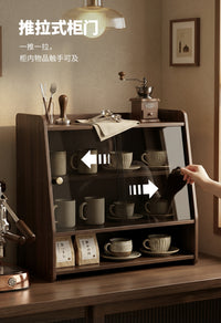 4-Tier Bamboo Cup Storage Rack with Wheels