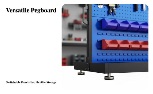Heavy-Duty Tool Storage Cart High Load Capacity Pegboard Tool Cart Locking Wheels Mobile Pegboard Organizer Modular Design for Mechanics, Craftsmen, DIY Enthusiasts, Repair Shop, Warehouse