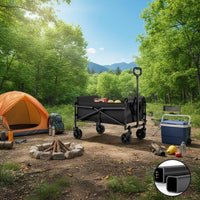 Large Capacity Foldable Camping Cart Tear-Resistant Material Collapsible Utility Wagon 360° Swivel Wheels Outdoor Pull Cart for Campers, Picnic, Garden, Beach