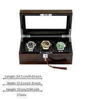 Wooden Watch Display Case Padded Slots Wooden Watch Box Ebony-Toned Wood-Grain