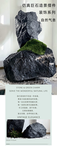 Simulated Black Mountain Stone Floor Decoration