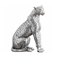 Resin Leopard Sculpture Electroplated Big Cat Figurine Luxury Look Sitting Cheetah Statue for Living Room, Office Desk, Shelf
