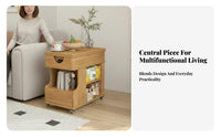 Adjustable C-Shaped Table with casters Rolling Cart Easy Assembly for Sofa Side