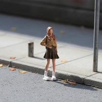 Backpack Girl Figurine Realistic Design Miniature Girl Model Miniature Scene Accessory Highly Detailed for Collectors