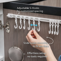 Cabinet Sliding Rail Organizer for Bedroom and Kitchen Storage, Space Saving No Drill S Hook with Removable Wall