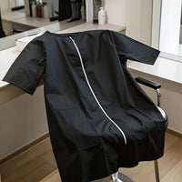 Knee-Length Barber Jacket with Zipper Closure Zippered Barber Smock Hair Repellent Salon Coat Lightweight for Barbershops