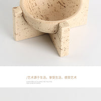 侘寂风仿大理石洞石托盘果盘家居摆件艺术十字底果碗置物盘装饰品