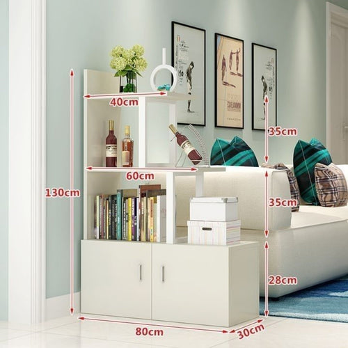 Standing Room Divider Multifunctional Partition Cabinet Privacy Screen Storage Unit Modern Stepped Design Suitable for Homeowners Students Bedroom