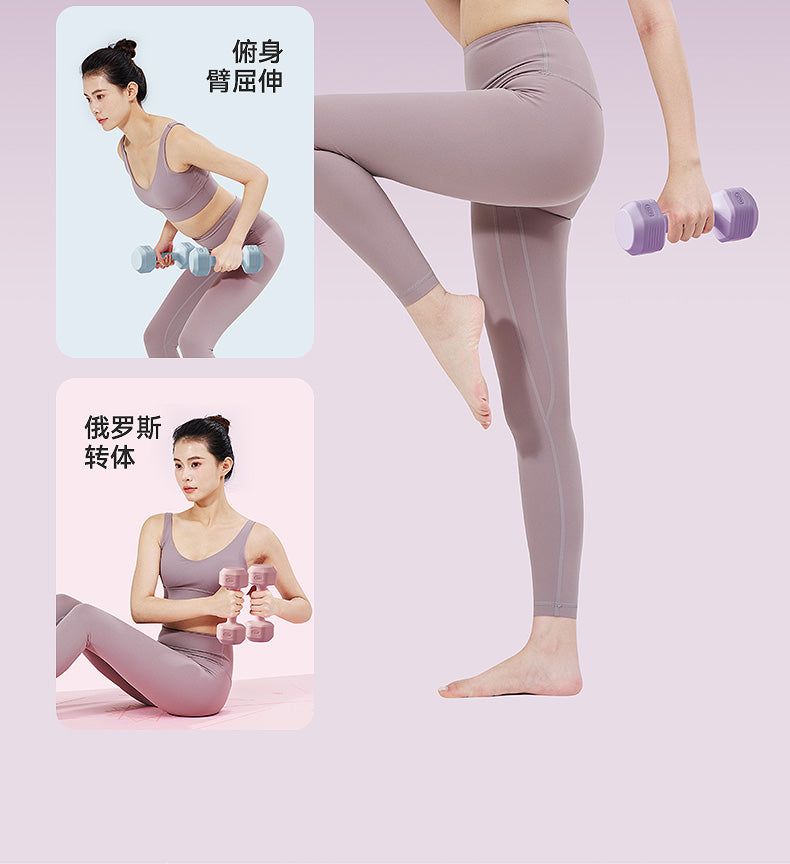 哑铃女士健身家用器材瑜伽壶铃杠铃儿童青少年包胶小哑铃2KG一对 樱花粉4kg*2【女士进阶/男士入门】