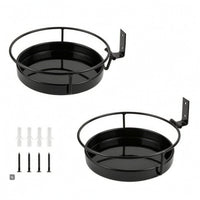 2 Pieces Plant Rack with Guard Rail Iron Wall Planter Metal for Entryway, Patio