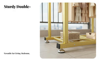 Stable and Sturdy Double Tier Clothes Rack Easy Assembly 2 Tier Garment Rack Large Capacity Double Rod Clothing Stand Anti-Slip Feet for Homeowners, Boutique Owners, Balcony, Bedroom, Entryway, Dorm Room