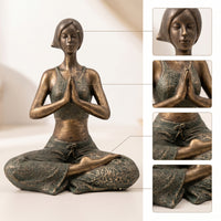 Meditation Girl Figurine Textured Meditating Statue Resin for TV Cabinet